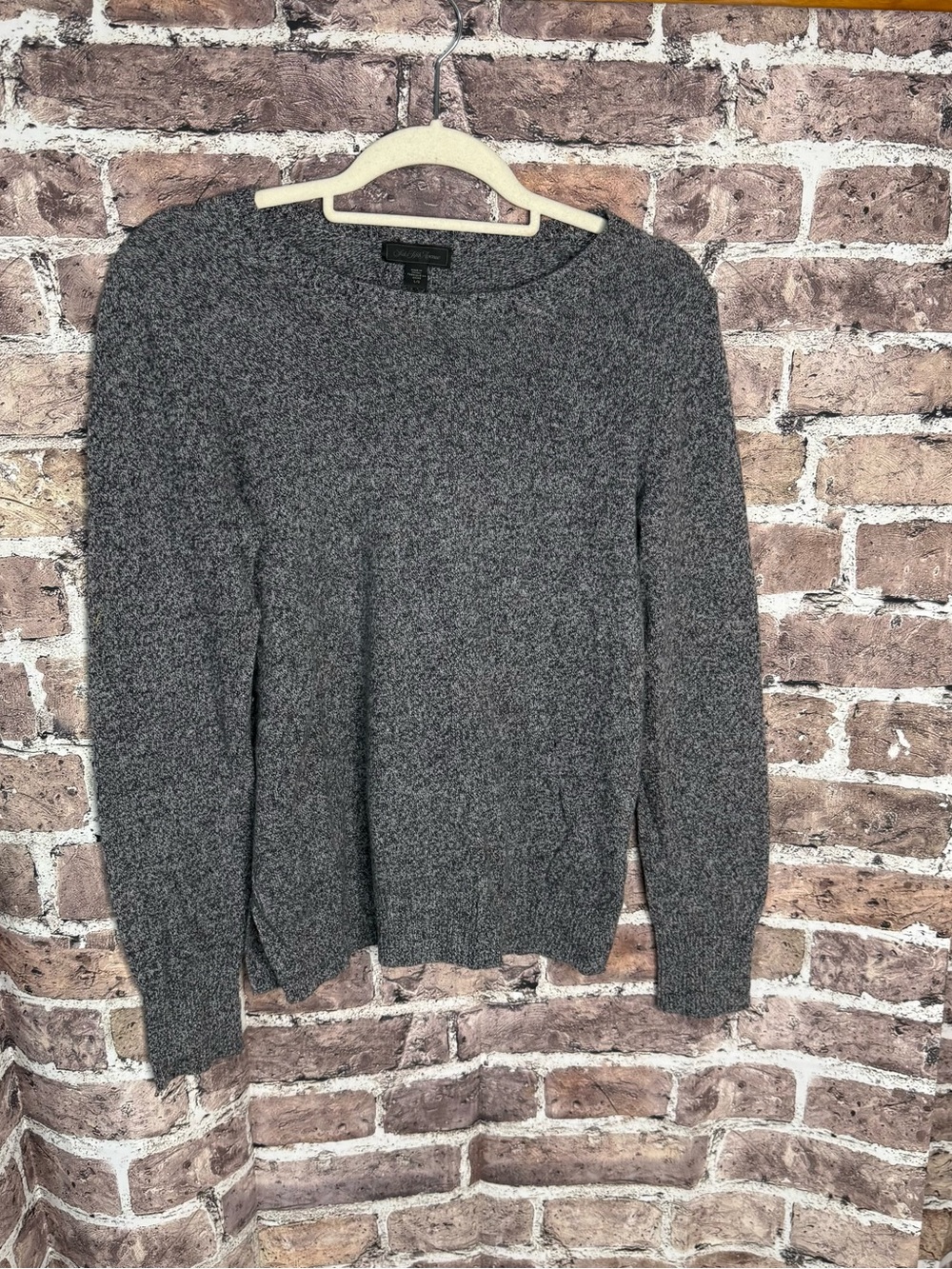 Saks Fifth Avenue Sweater Womens Large 100% Cashmere Gray Marled Crewneck